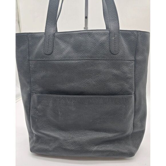 Fossil pebbled Black Leather Tote Bag With Dual Handles & Outer Pocket - Picture 5 of 11